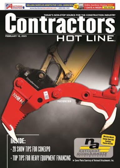 Contractors Hot Line -2/10/23 CONEXPO Issue Cover Featuring: National Attachments